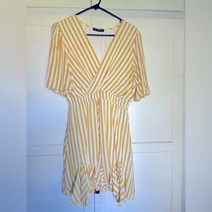 Yellow and White Striped Midi Dress